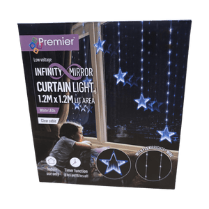Premier Infinity Mirror Star Curtain Light with White LEDs – 1.2m x 1.2m - XMAS LIGHTS LED - Beattys of Loughrea