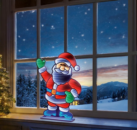 Premier 59cm Santa Tabletop Infinity Mirror - XMAS ROOM DECORATION LARGE AND LIGHT UP - Beattys of Loughrea