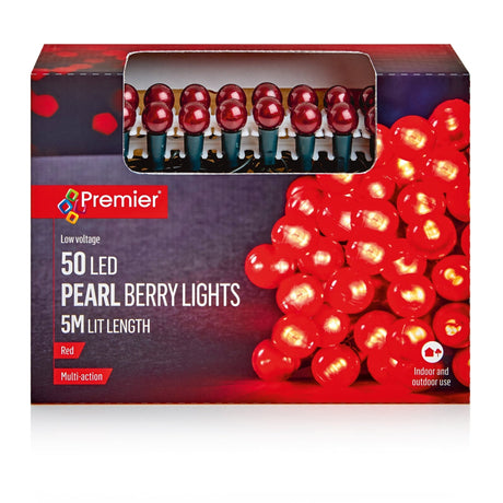 Premier 50 Multi Action Pearl Berry Lights – Red LED - XMAS LIGHTS LED - Beattys of Loughrea
