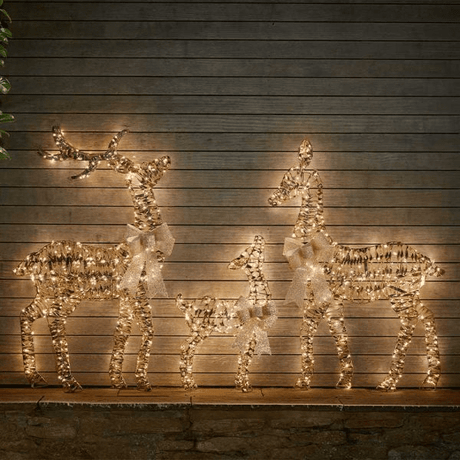 GoldTwist Deer Family - Set of 3, Low Voltage - XMAS LIGHTED OUTDOOR DECOS - Beattys of Loughrea