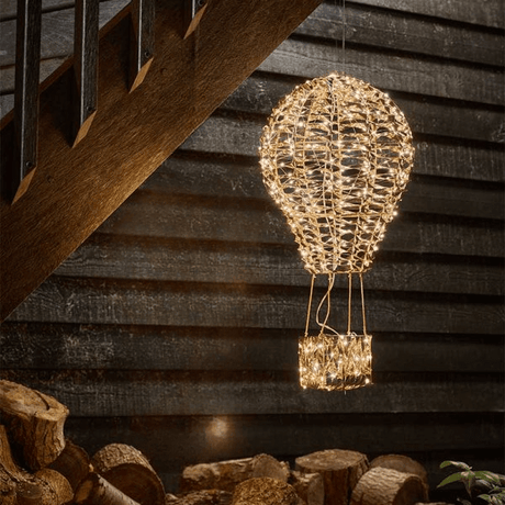 GoldTwist Hot Air Balloon - 50cm, Low Voltage - XMAS ROOM DECORATION LARGE AND LIGHT UP - Beattys of Loughrea