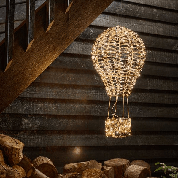 GoldTwist Hot Air Balloon - 50cm, Low Voltage - XMAS ROOM DECORATION LARGE AND LIGHT UP - Beattys of Loughrea