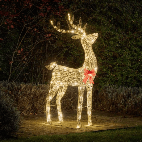 GlitterTwist Gold Reindeer 140cm, Low Voltage - XMAS LIGHTED OUTDOOR DECOS - Beattys of Loughrea