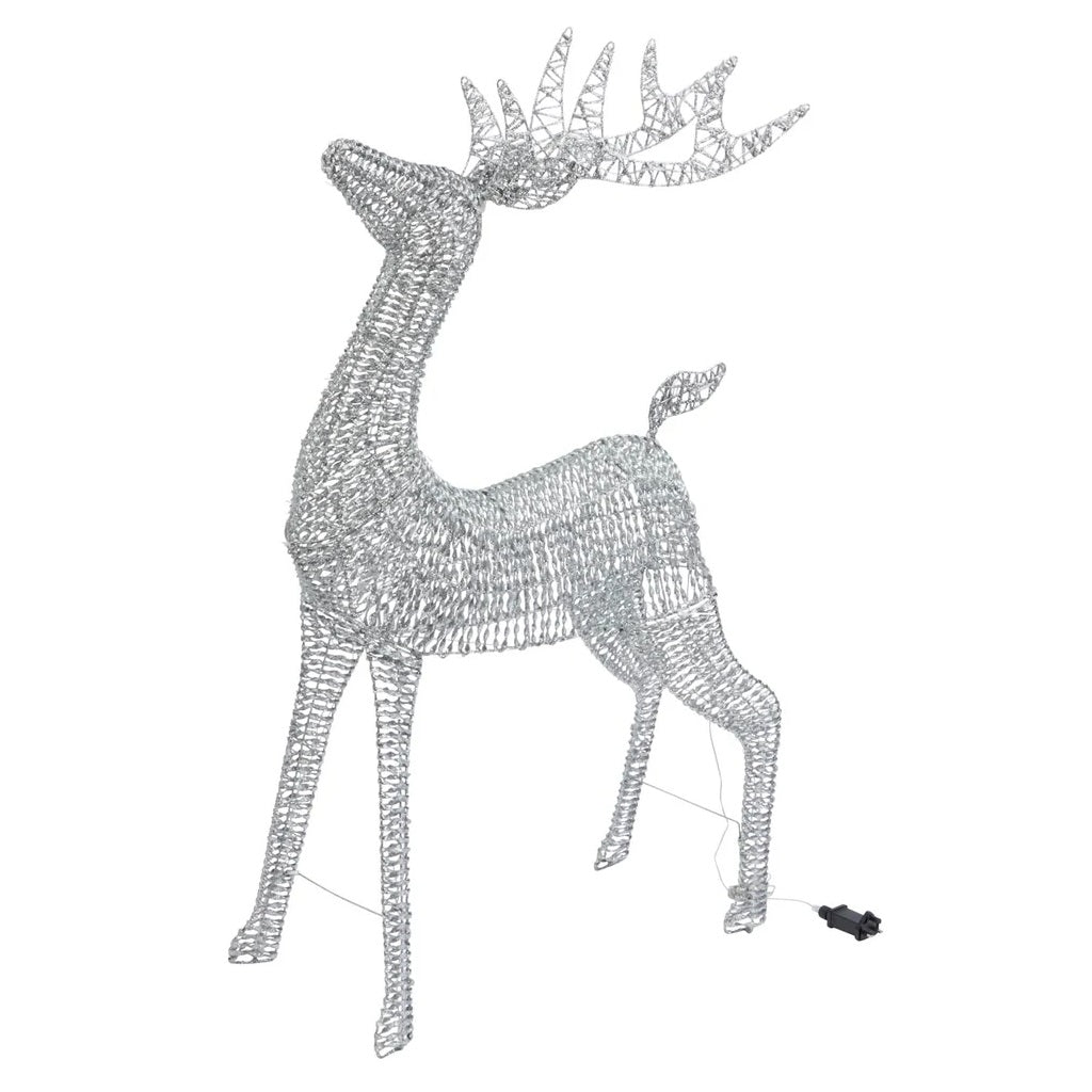 80cm Silver Glitter Twist Light Up Christmas Reindeer Decoration - XMAS LIGHTED OUTDOOR DECOS - Beattys of Loughrea