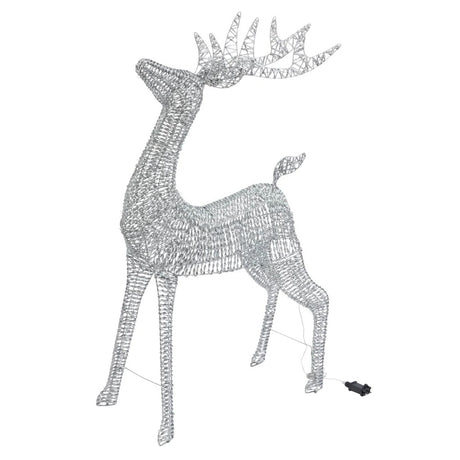 80cm Silver Glitter Twist Light Up Christmas Reindeer Decoration - XMAS LIGHTED OUTDOOR DECOS - Beattys of Loughrea