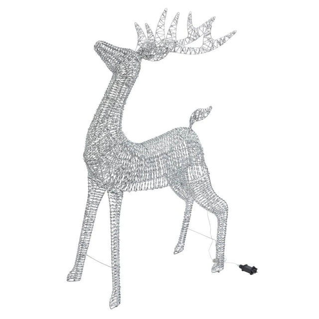 80cm Silver Glitter Twist Light Up Christmas Reindeer Decoration - XMAS LIGHTED OUTDOOR DECOS - Beattys of Loughrea