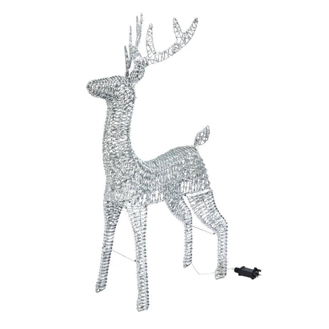 115cm GlitterTwist Reindeer - Silver - XMAS LIGHTED OUTDOOR DECOS - Beattys of Loughrea