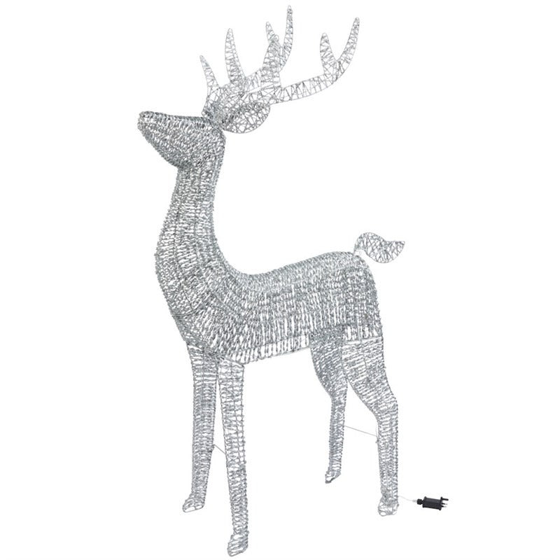 140cm GlitterTwist Reindeer - Silver - XMAS LIGHTED OUTDOOR DECOS - Beattys of Loughrea