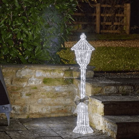 GlitterTwist Silver Lamp Post 120cm, Low Voltage - XMAS LIGHTED OUTDOOR DECOS - Beattys of Loughrea