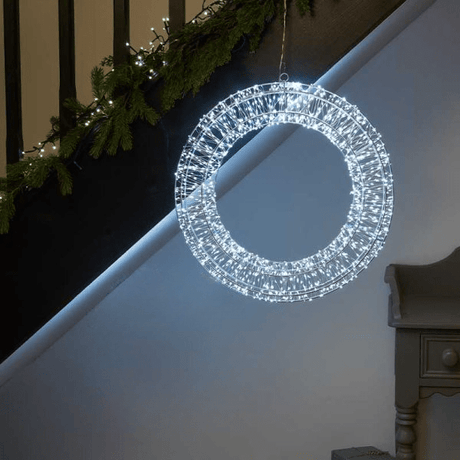 1440 LED Galaxy Wreath 50cm - Cool White, Low Voltage - XMAS ROOM DECORATION LARGE AND LIGHT UP - Beattys of Loughrea