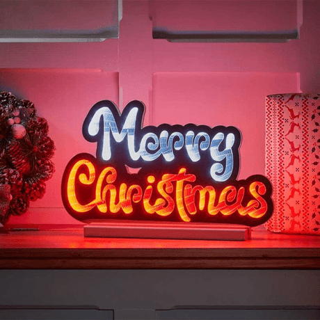 Merry Christmas 40cm Sign , Low Voltage Infinity - XMAS ROOM DECORATION LARGE AND LIGHT UP - Beattys of Loughrea