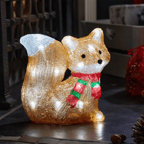 InLit Ice Fox 19cm - XMAS ROOM DECORATION LARGE AND LIGHT UP - Beattys of Loughrea