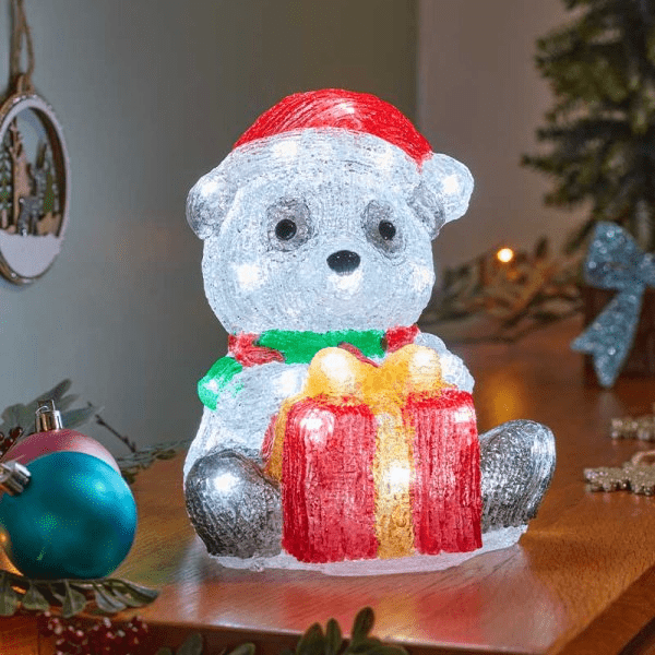 InLit Ice Panda 20cm - XMAS ROOM DECORATION LARGE AND LIGHT UP - Beattys of Loughrea
