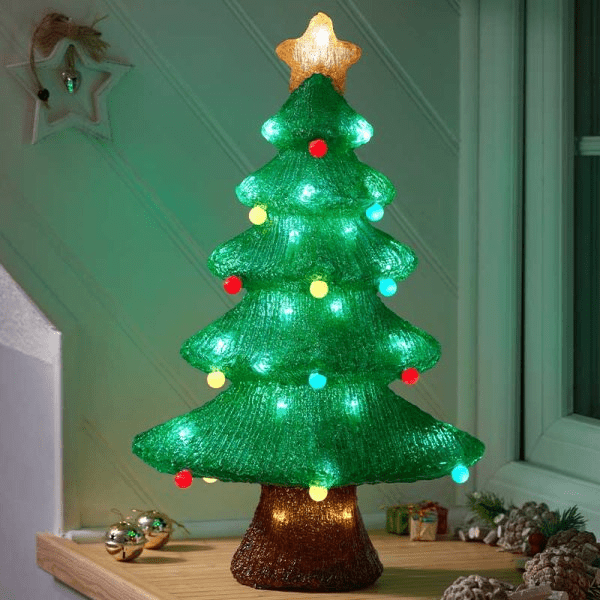 InLit Ice Bauble Tree 45cm - XMAS ROOM DECORATION LARGE AND LIGHT UP - Beattys of Loughrea