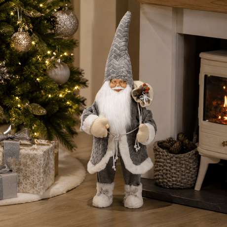 Papa Noel Jumbo Nordic Plush Christmas Figurine – Grey (60cm) - XMAS SOFT DECOS - Beattys of Loughrea