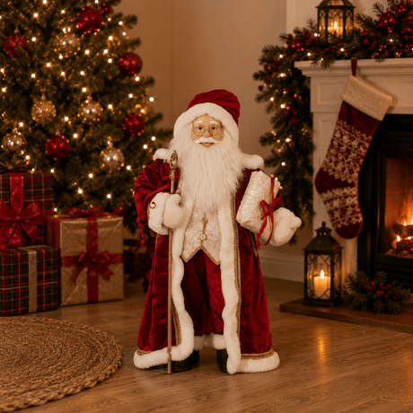 Regal Santa XL Deluxe Christmas Figurine – Ruby Red (80cm) - XMAS SOFT DECOS - Beattys of Loughrea