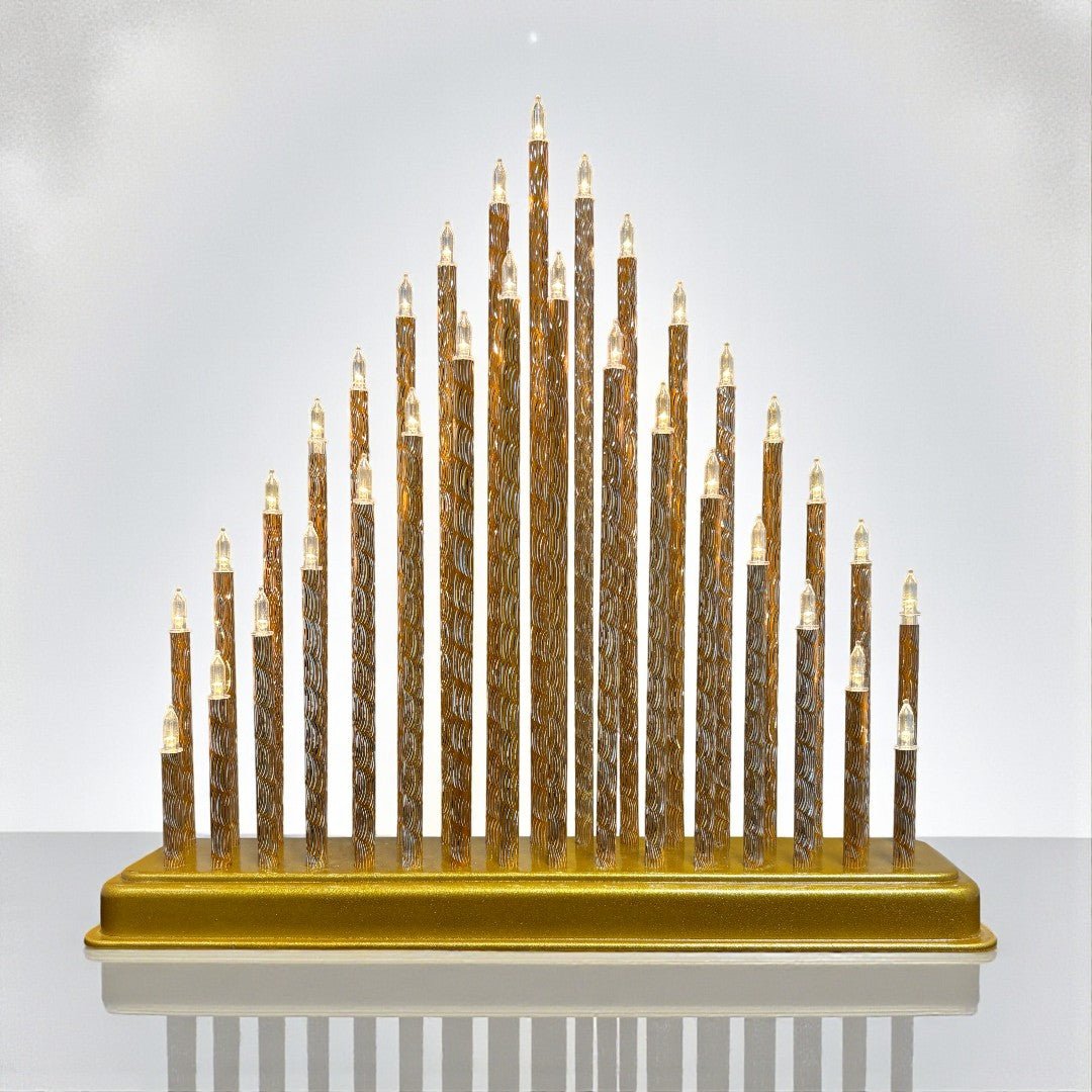 33 LED CandleBridge - Gold (Battery Operated) - XMAS CANDLE ARCHES LOGS - Beattys of Loughrea