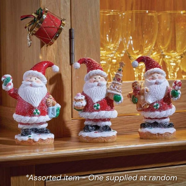 Santa's Treats Figurine Assorted - One Supplied* - XMAS CERAMIC WOOD RESIN GLASS ORNAMENTS - Beattys of Loughrea