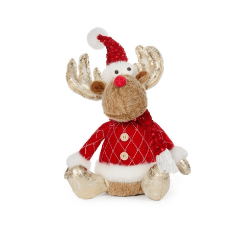 Golden Prancer Plush Reindeer 35cm - XMAS SOFT DECOS - Beattys of Loughrea