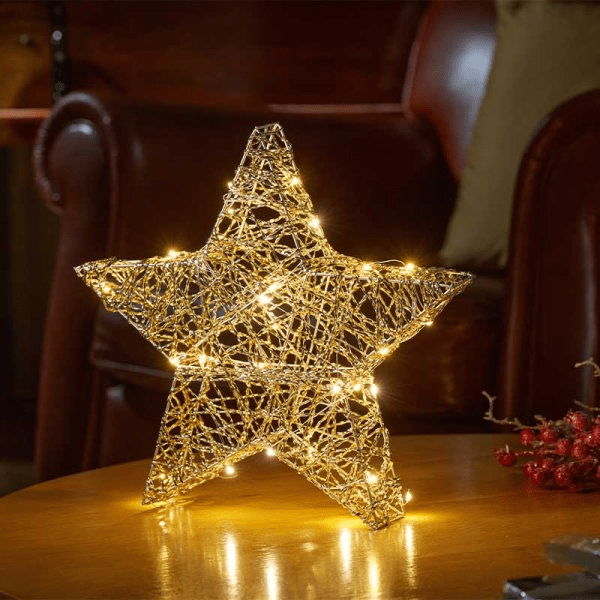 Gold Weave WonderStarlet! - 20cm - XMAS ROOM DECORATION LARGE AND LIGHT UP - Beattys of Loughrea