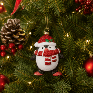 Glitzy Penguin Pendant Christmas Tree Ornament - XMAS HANGING DECOS - Beattys of Loughrea