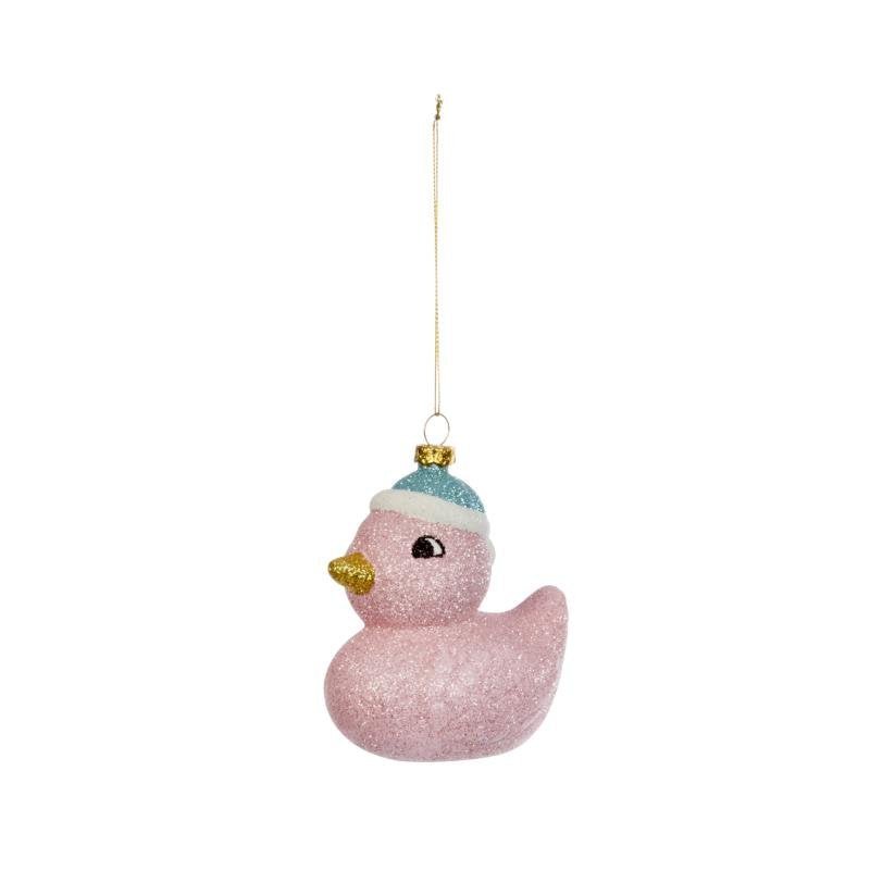 Glitzy Duck Pendant Hanging Christmas Tree Ornament – Pink - XMAS HANGING DECOS - Beattys of Loughrea