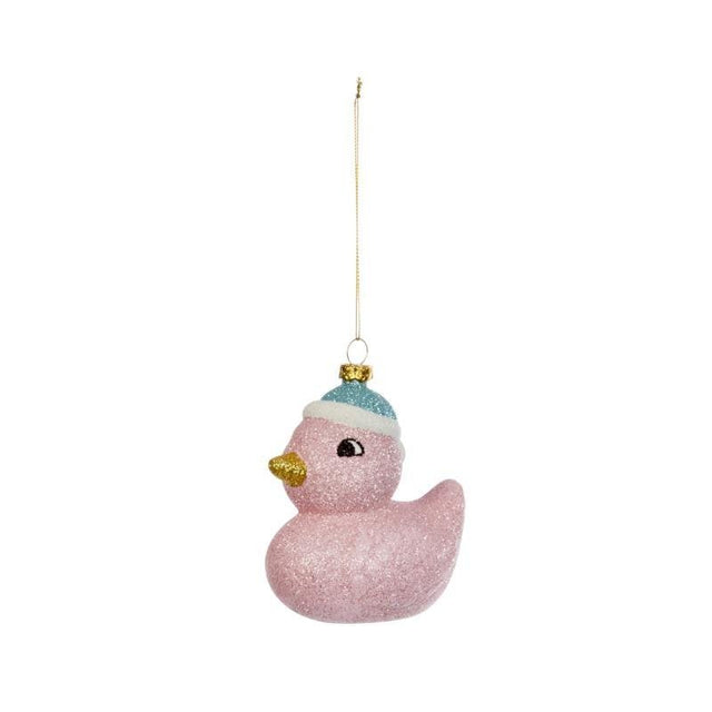 Glitzy Duck Pendant Hanging Christmas Tree Ornament – Pink - XMAS HANGING DECOS - Beattys of Loughrea