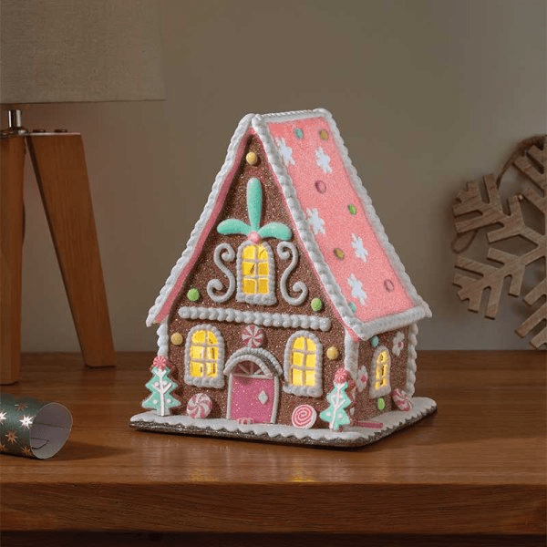 Gingerbread Swiss Chalet 22cm - XMAS CERAMIC WOOD RESIN GLASS ORNAMENTS - Beattys of Loughrea