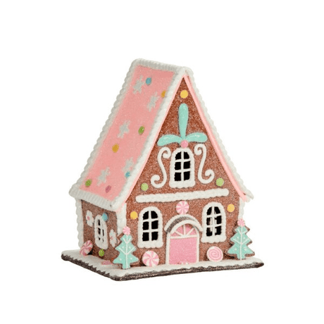 Gingerbread Swiss Chalet 22cm - XMAS CERAMIC WOOD RESIN GLASS ORNAMENTS - Beattys of Loughrea