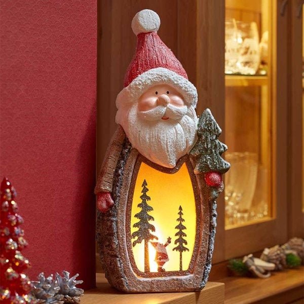 Woodsman SantaGlow - XMAS CERAMIC WOOD RESIN GLASS ORNAMENTS - Beattys of Loughrea