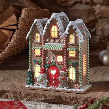 InLit Gingerbread Candy Towers 27cm - XMAS ROOM DECORATION LARGE AND LIGHT UP - Beattys of Loughrea