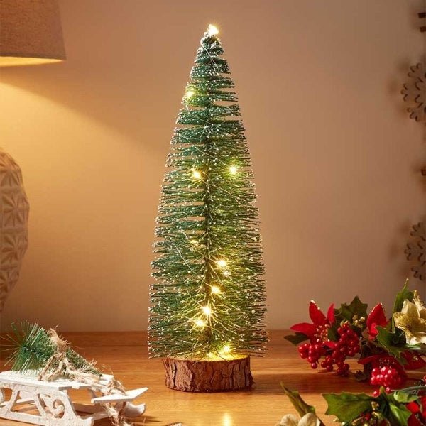 Inlit Frosted Fir - 30cm - XMAS ROOM DECORATION LARGE AND LIGHT UP - Beattys of Loughrea