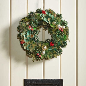 BaublePine Wreath – Festive Green Christmas Wreath (36cm) - XMAS WREATHS - Beattys of Loughrea