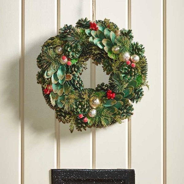BaublePine Wreath – Festive Green Christmas Wreath (36cm) - XMAS WREATHS - Beattys of Loughrea