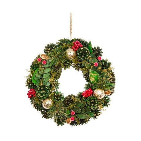 BaublePine Wreath – Festive Green Christmas Wreath (36cm) - XMAS WREATHS - Beattys of Loughrea
