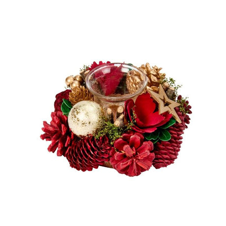 Festive Fir Solo Tealight Candle Holder – 16cm