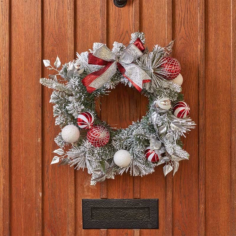 Lapland Frosted Decorated Christmas Door Wreath – 40cm - XMAS WREATHS - Beattys of Loughrea