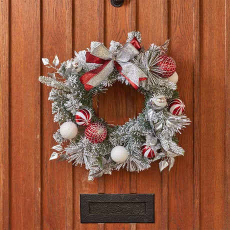 Lapland Frosted Decorated Christmas Door Wreath – 40cm - XMAS WREATHS - Beattys of Loughrea