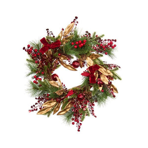 Ruby Velvet Decorated Christmas Door Wreath – 40cm