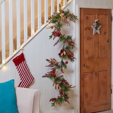 Ruby Velvet Decorated Christmas Garland – 180cm