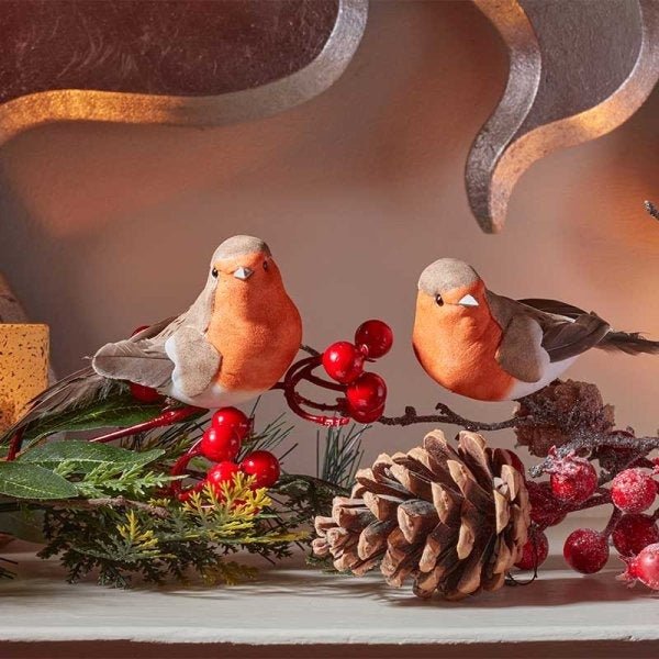Robin Décor, 2pk - XMAS DECORATIONS - Beattys of Loughrea