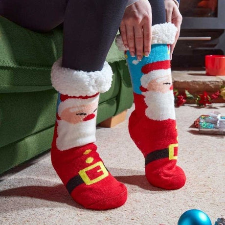 Santa Slipper Socks - Adult One - Size - XMAS CLOTHING Christmas clothing human and pet - Beattys of Loughrea