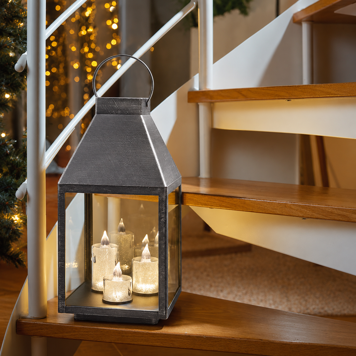 SilverSparkle Large Christmas Lantern 37cm