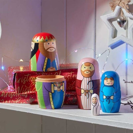 Nativity Secret – 4 - in - 1 Hand - Painted Festive Figurines (14cm) - XMAS LANTERNS/ BOTTLES - Beattys of Loughrea