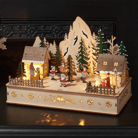InLit Santa's Woodland Village - XMAS ROOM DECORATION LARGE AND LIGHT UP - Beattys of Loughrea