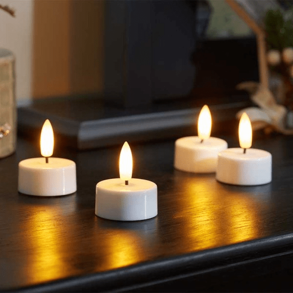 Battery Operated Faux Flame Tea - Lights, 4pk - XMAS CANDLES - Beattys of Loughrea