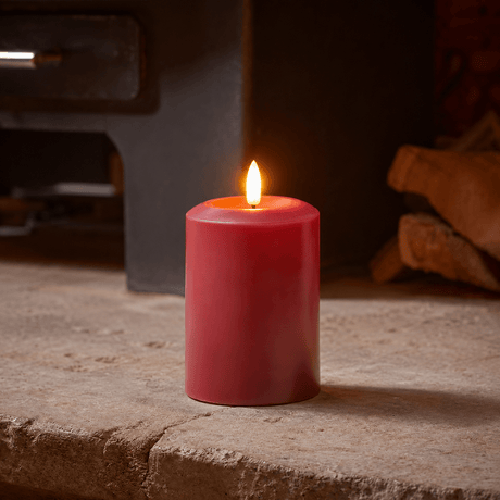 13cm Red Flameless LED Pillar Candle - BATTERY LED CANDLES - Beattys of Loughrea