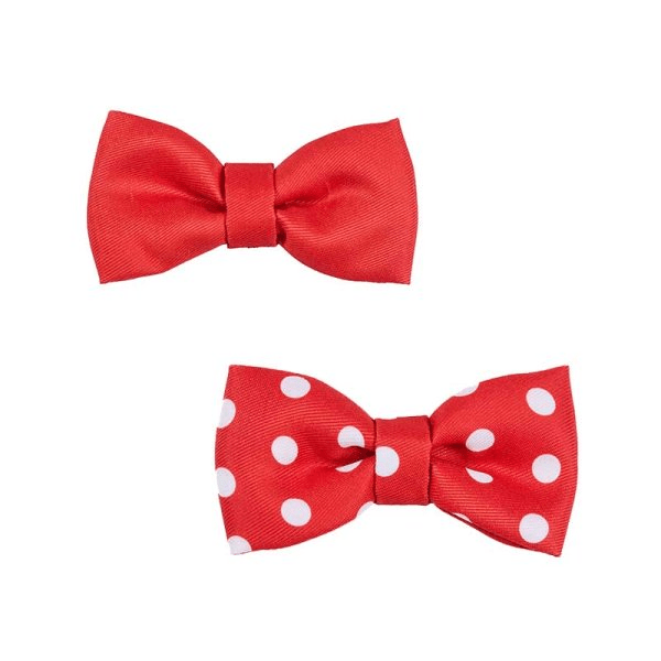 Dog Beau Tie 2pk - Red Polka/Red - XMAS CLOTHING Christmas clothing human and pet - Beattys of Loughrea