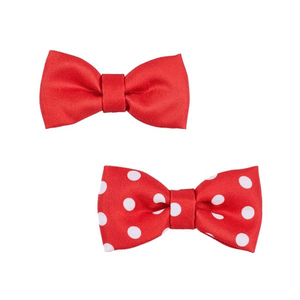 Dog Beau Tie 2pk - Red Polka/Red - XMAS CLOTHING Christmas clothing human and pet - Beattys of Loughrea
