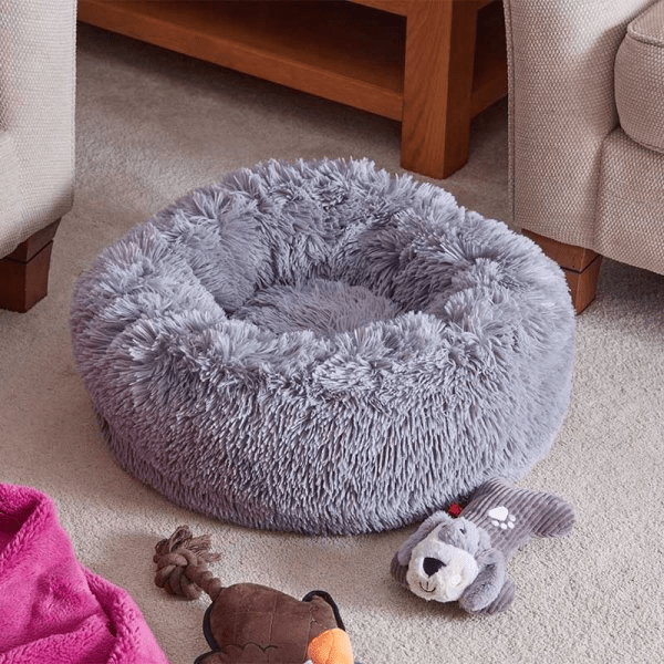 Calming Shaggy Faux FurBed 70cm Grey - PET BLANKET CUSHIONS COATS - Beattys of Loughrea